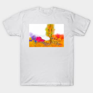 Desert Saguaro In Subtle Abstract T-Shirt